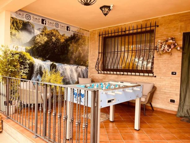 Patio with View of Assisi and Foosball Table.